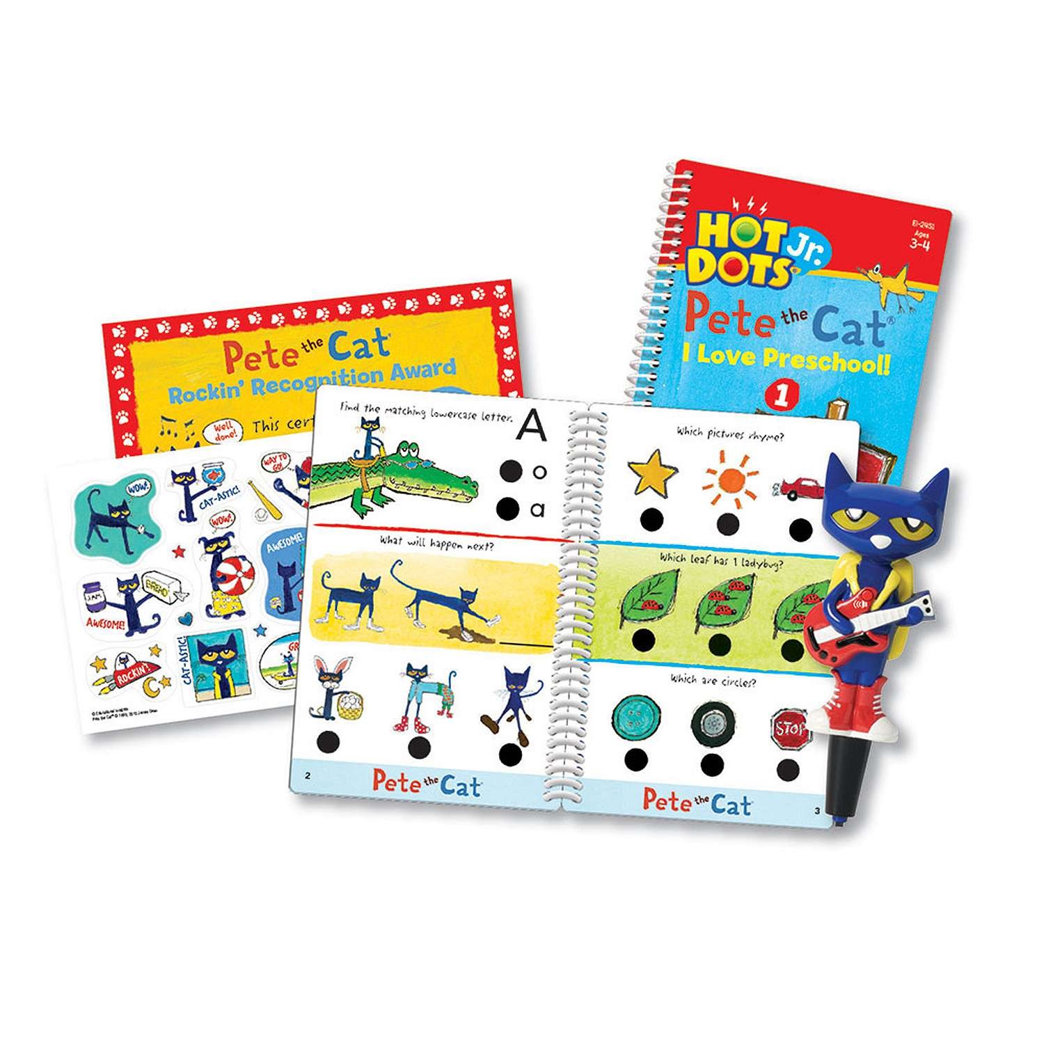 Educational Insights Hot Dots Jr. Pete the Cat Preschool Level 1 Books & Pen