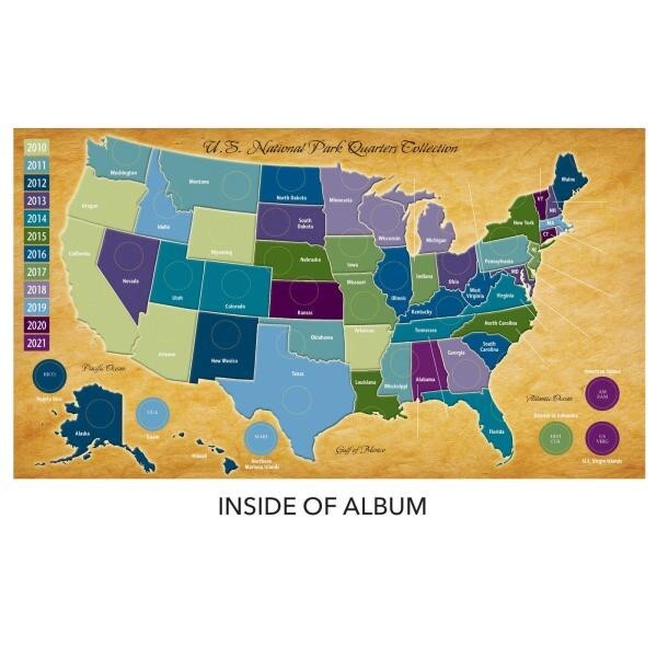 NATIONAL PARK 2010-2021 QUARTER COLLECTION MAP BOOK AMERICA THE BEAUTIFUL SERIES
