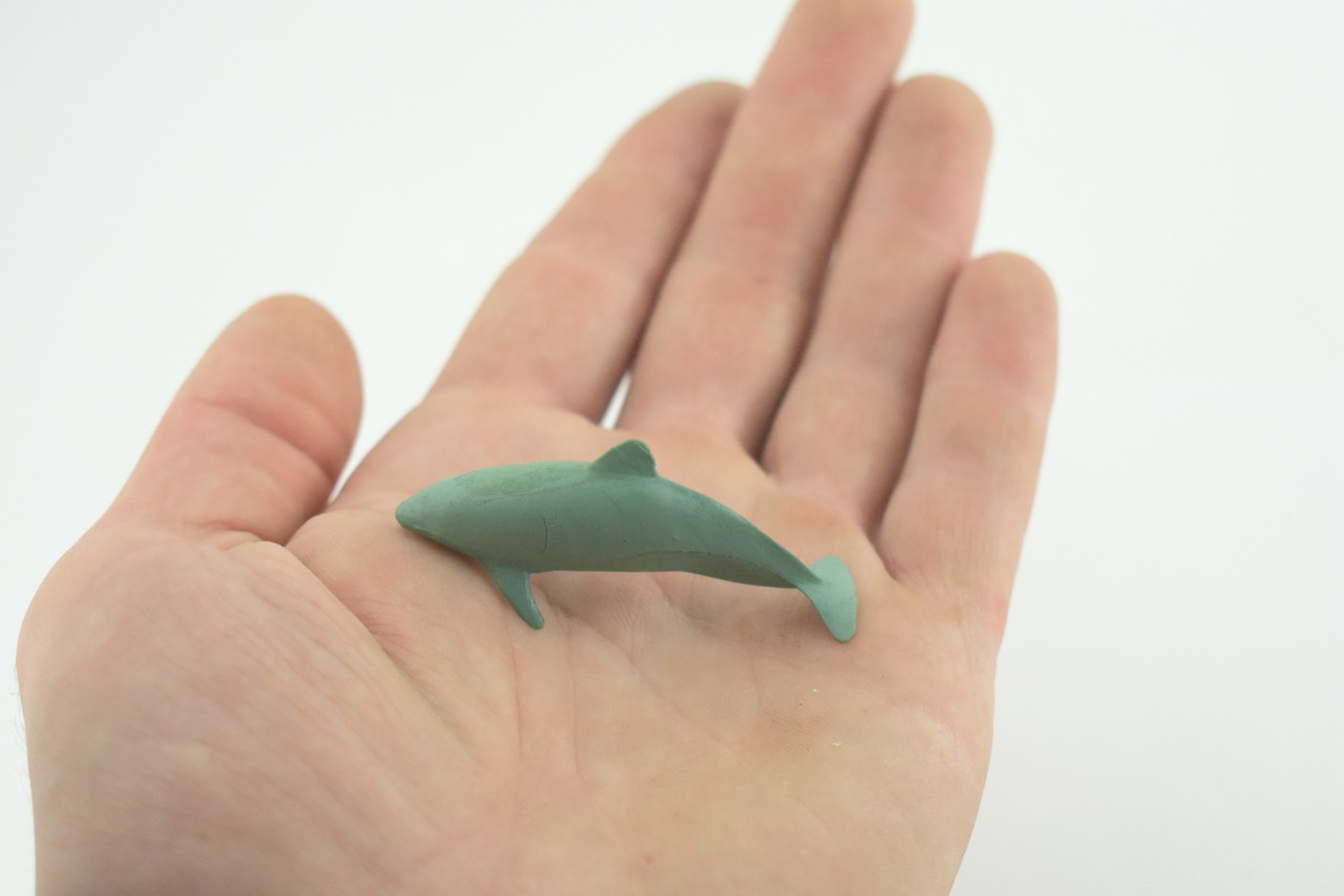 Green Orca Toy, Killer Whale, Realistic Rubber, Model, Gift, 2 Inches CWG54 B197