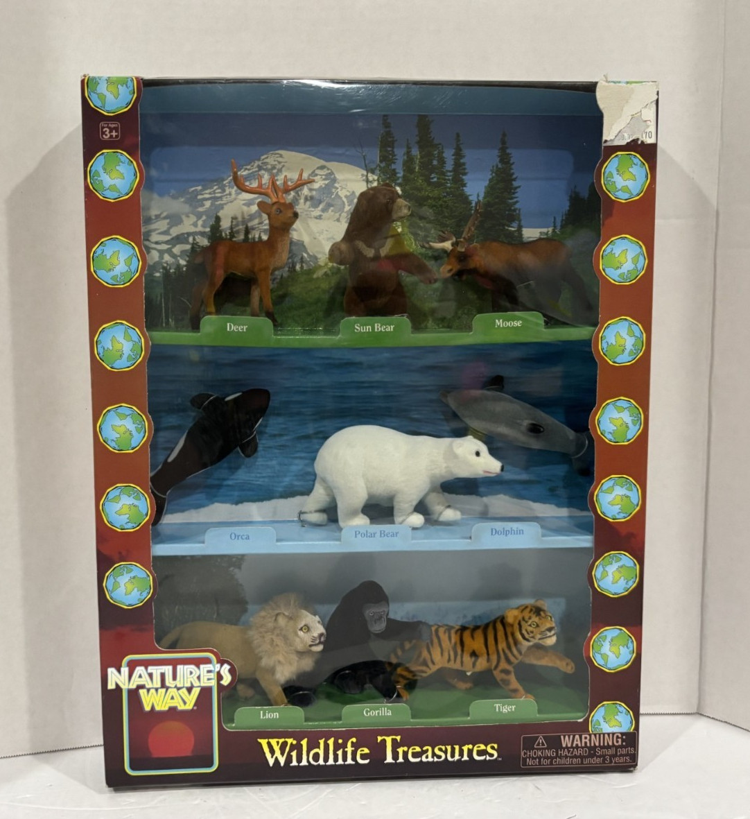 VTG 90’s Nature’s Way “WILDLIFE TREASURES” 9 Piece Animal Playset Totsy #57050