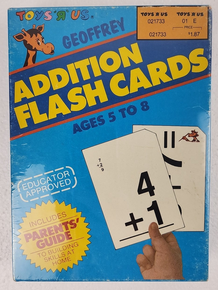 ✅ TOYS R US Geoffrey Addition Flash Cards – 1979 – Resealed!