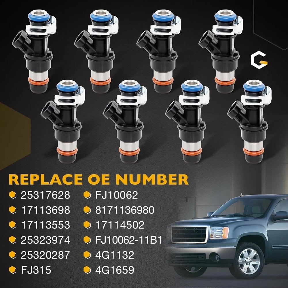 Fuel Injector 2 Holes 8Pcs | 4.8L 5.3L 6.0L Engine | for 2001-2007 Chevy
