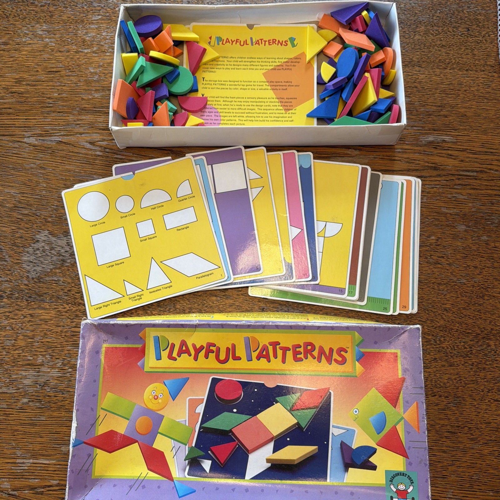 Discovery Toys Playful Patterns – 123 Foam Shapes & Complete Set of Cards 1991