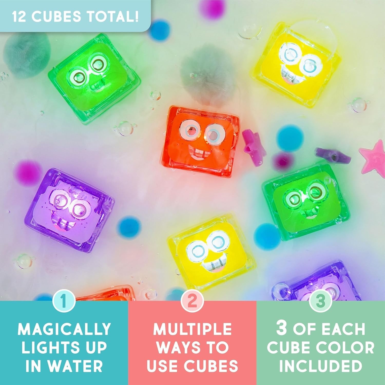 12-Pack Water-Activated Light-Up Cubes – Supports Fine Motor Skills & Learning
