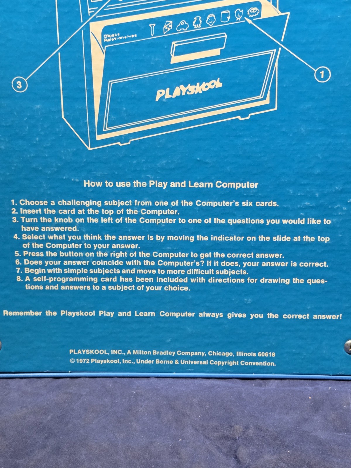 Vintage 1972 Playskool Play ‘N Learn Computer Reel to Reel Toy with 7 Cards