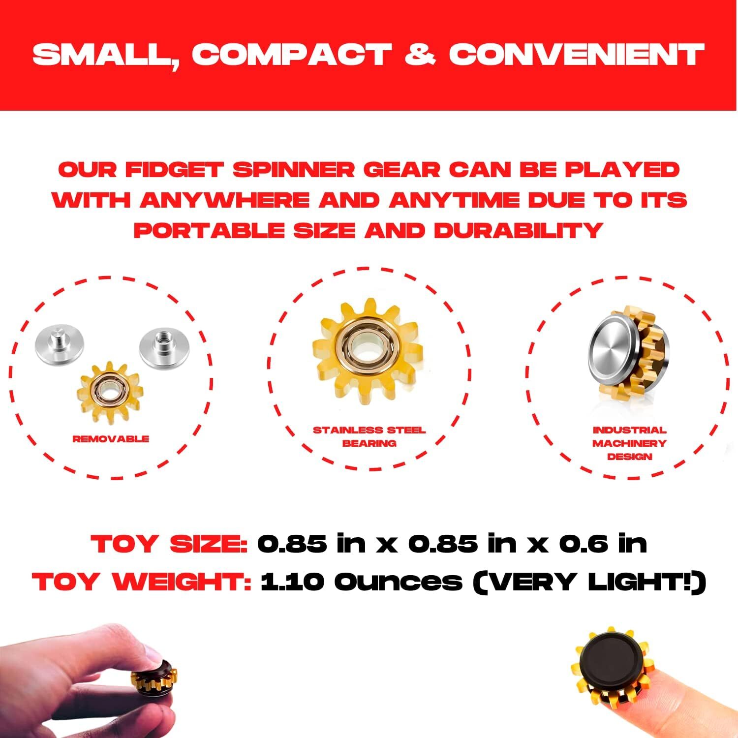 Copper Gear Fidget Spinner Toy for Anxiety, Stress, ADHD, Autism, 1 Count