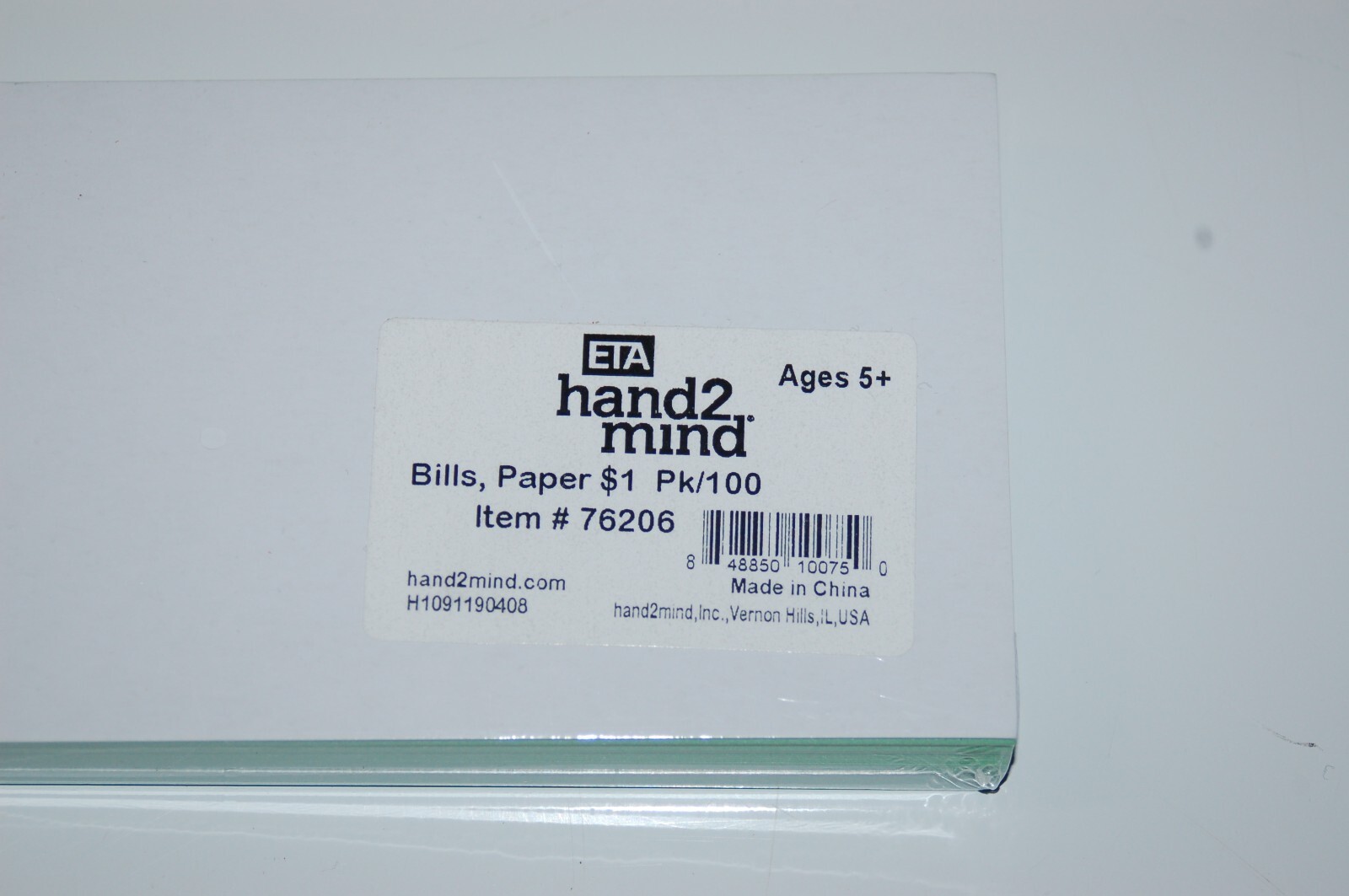 ETA hand2mind Bills, Paper $1 Item #76206 pk/100 Teaching Manipulative