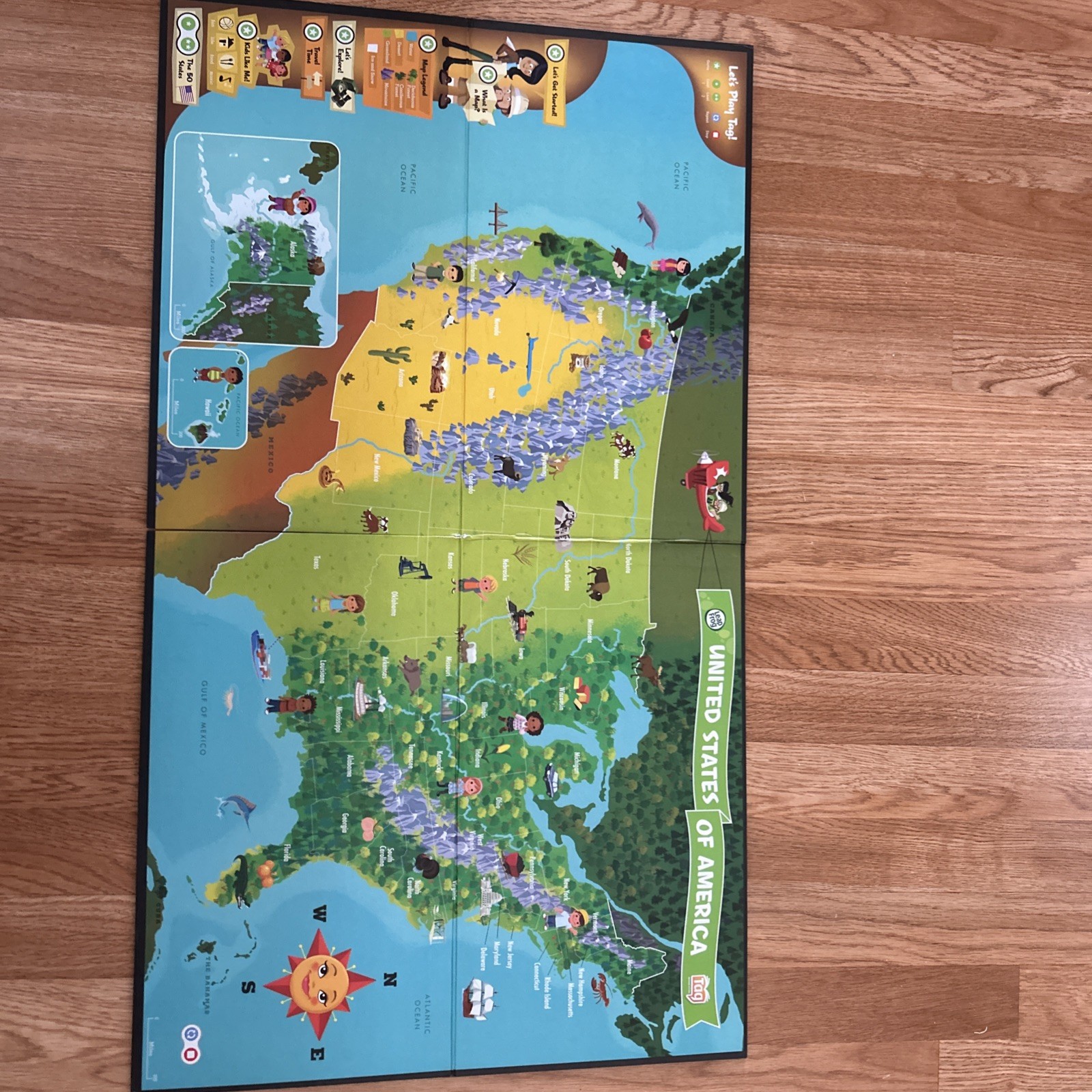 LeapFrog Tag Reading System Interactive United States Map Double Sided USA