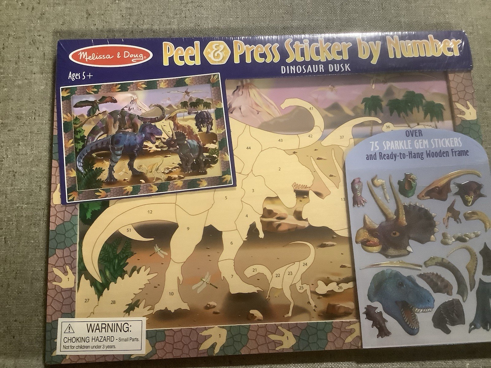 Melissa & Doug Peel & Press Sticker by Number Dinosaur Dusk New Sealed