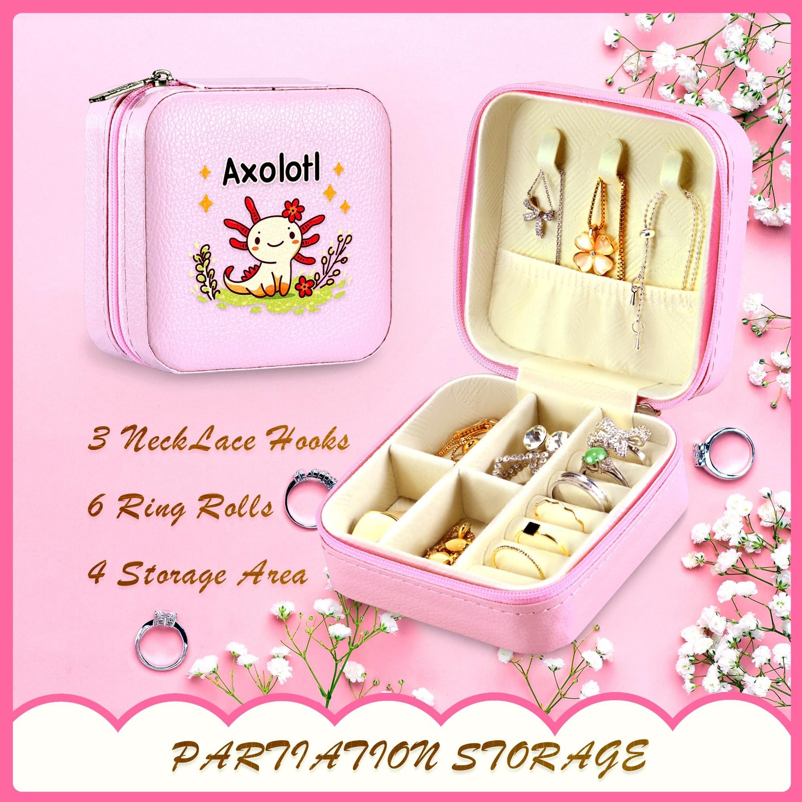 Jewelry Box, Axolotl Gifts For Teens Teenage Girls Kids Age 6 7 8 9 10 11 12,…