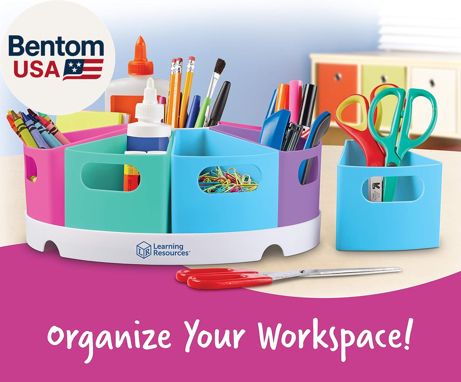 Create-A-Space Storage Center Pastel – Rotating Caddy Organizer for Kids, Art Su