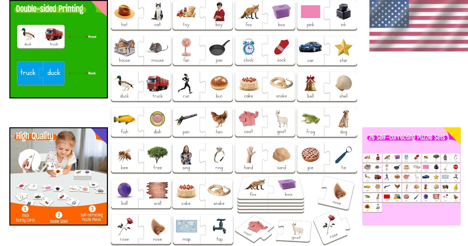 Compact Phonics Matching Game: 26 Rhyming Puzzles for Early Learning Adventures