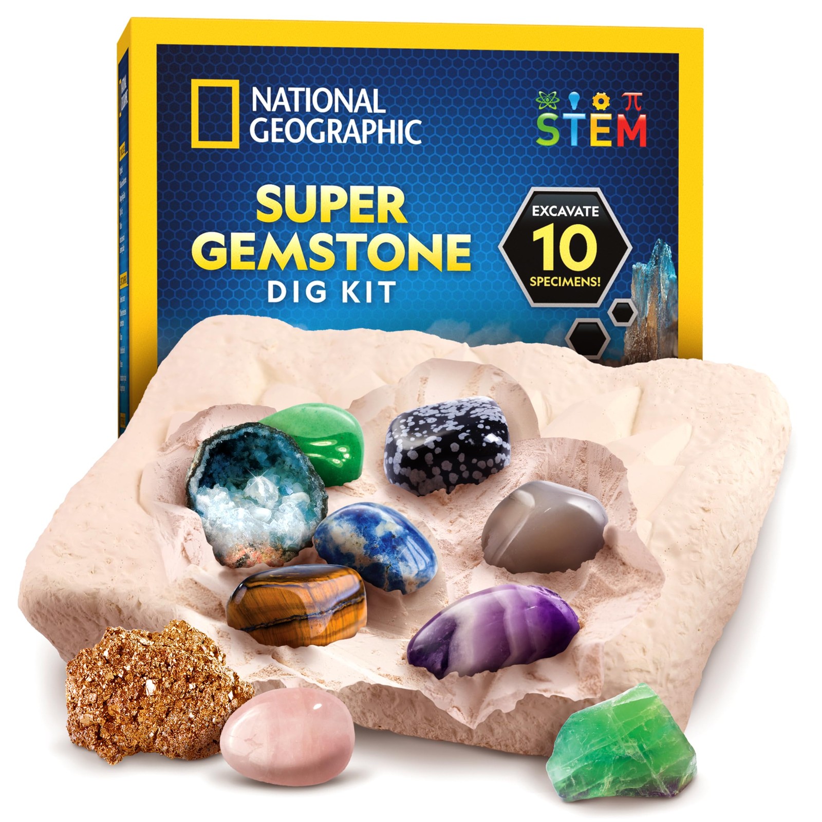 National Geographic Gemstone Dig Kit – Up 10 Real One Size, Multicolor