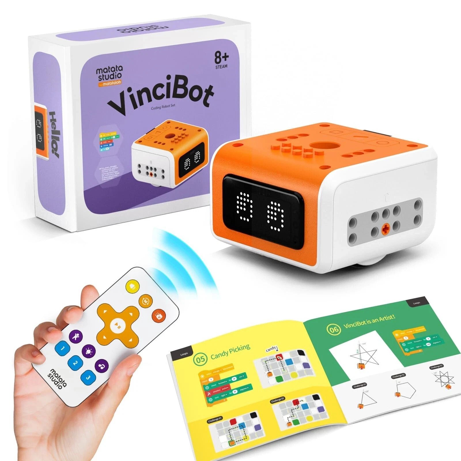 VinciBot Coding Robot for Kids 8-12, STEM Educational Toy, Scratch&Python Pro…