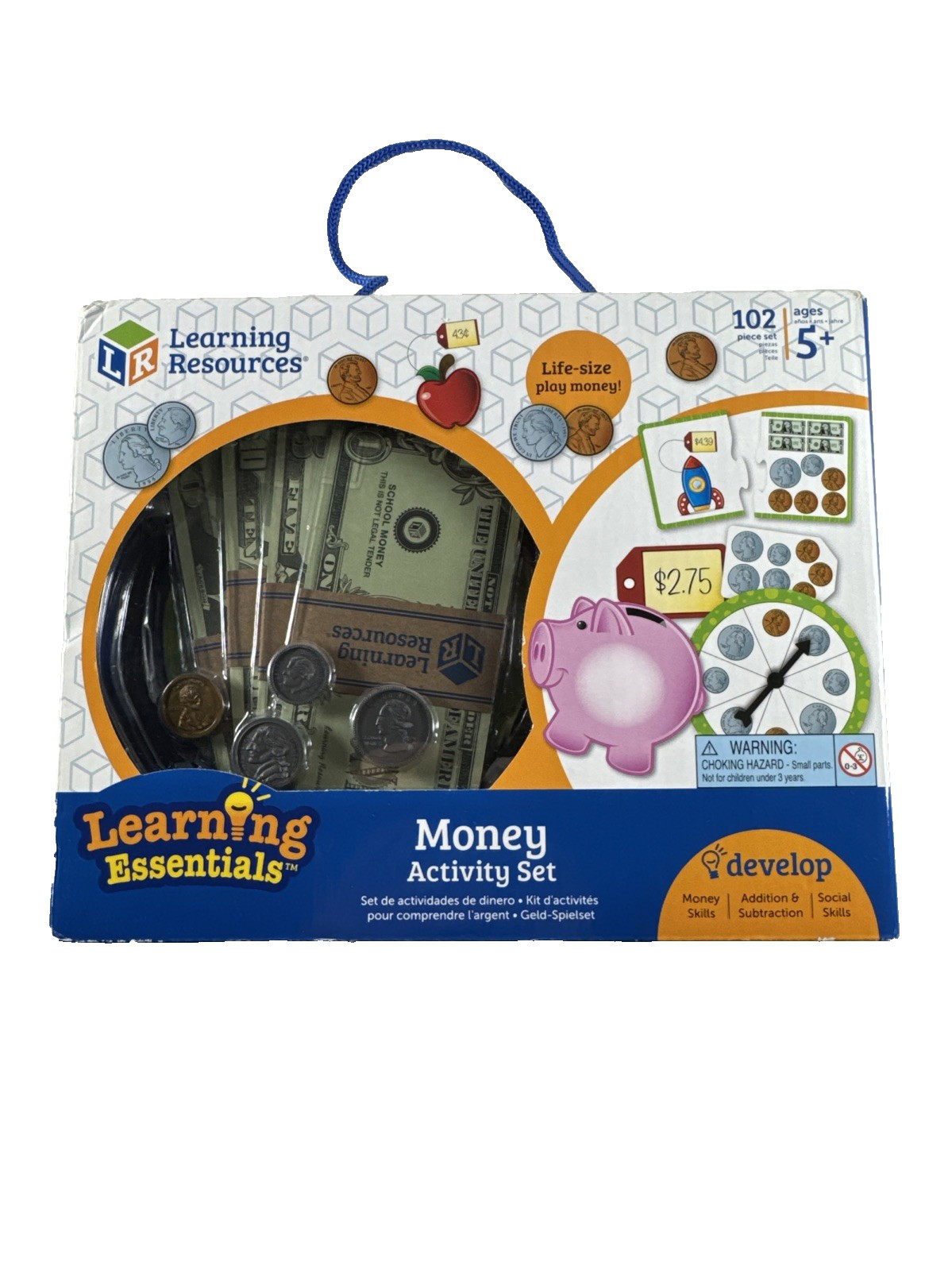 NEW Learning Resources Money Activity Set 102 Pcs Coins Spinner & Money READ!