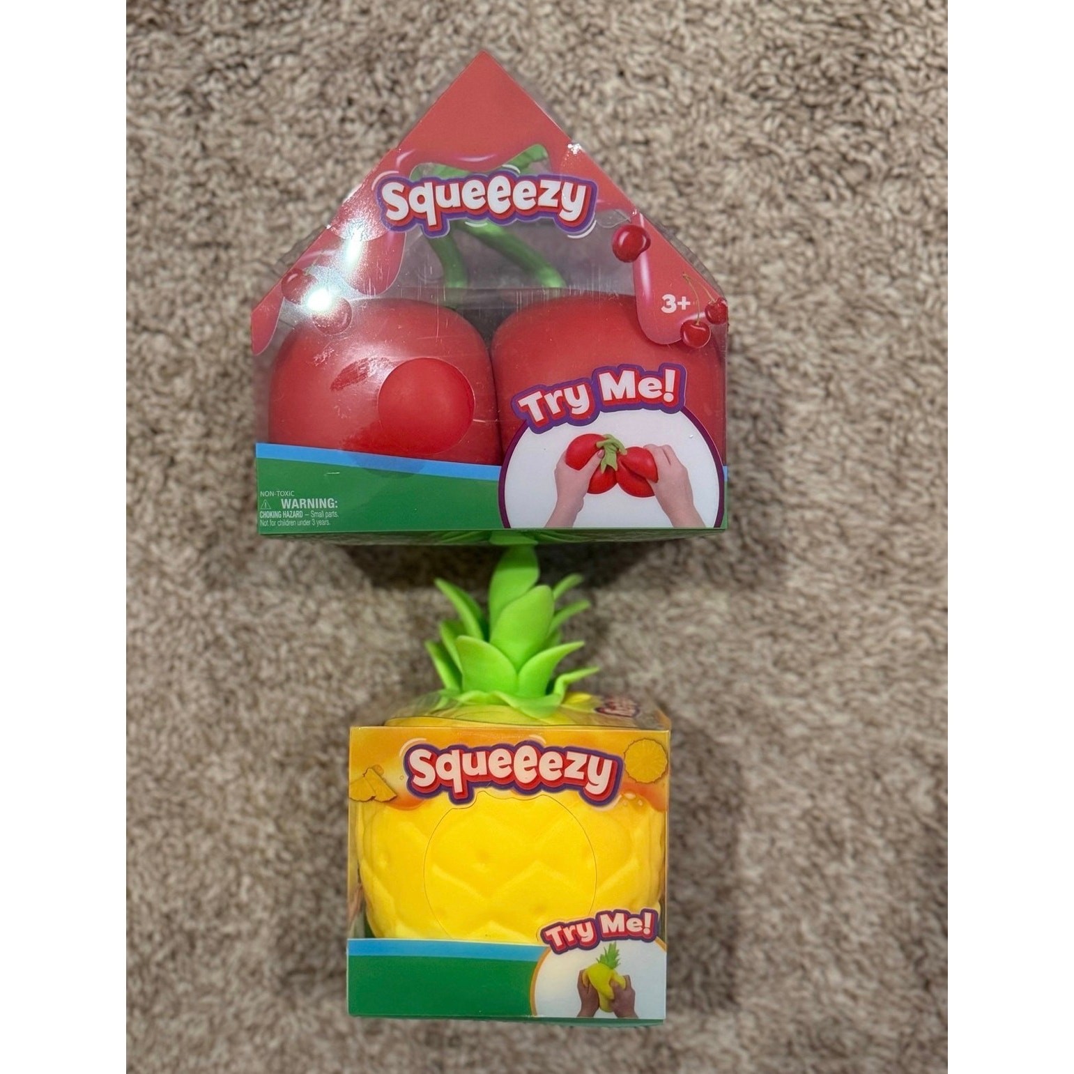 Sunny Days Squeeezy Cherry and Pineapple Squishy Fidget Toy Target 2 Pack/Combo