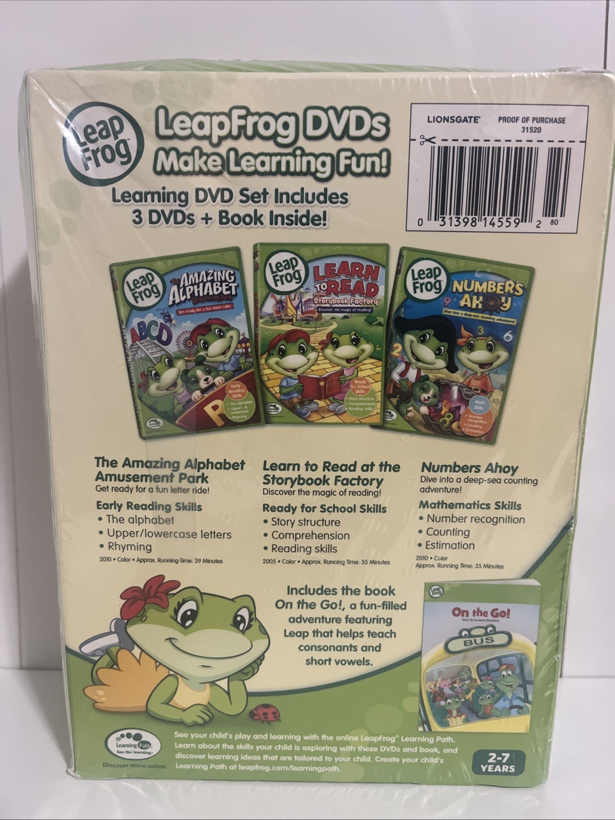 LeapFrog 3 DVD’s Learning Collection Set Alphabet, Numbers, & Read Plus Book New