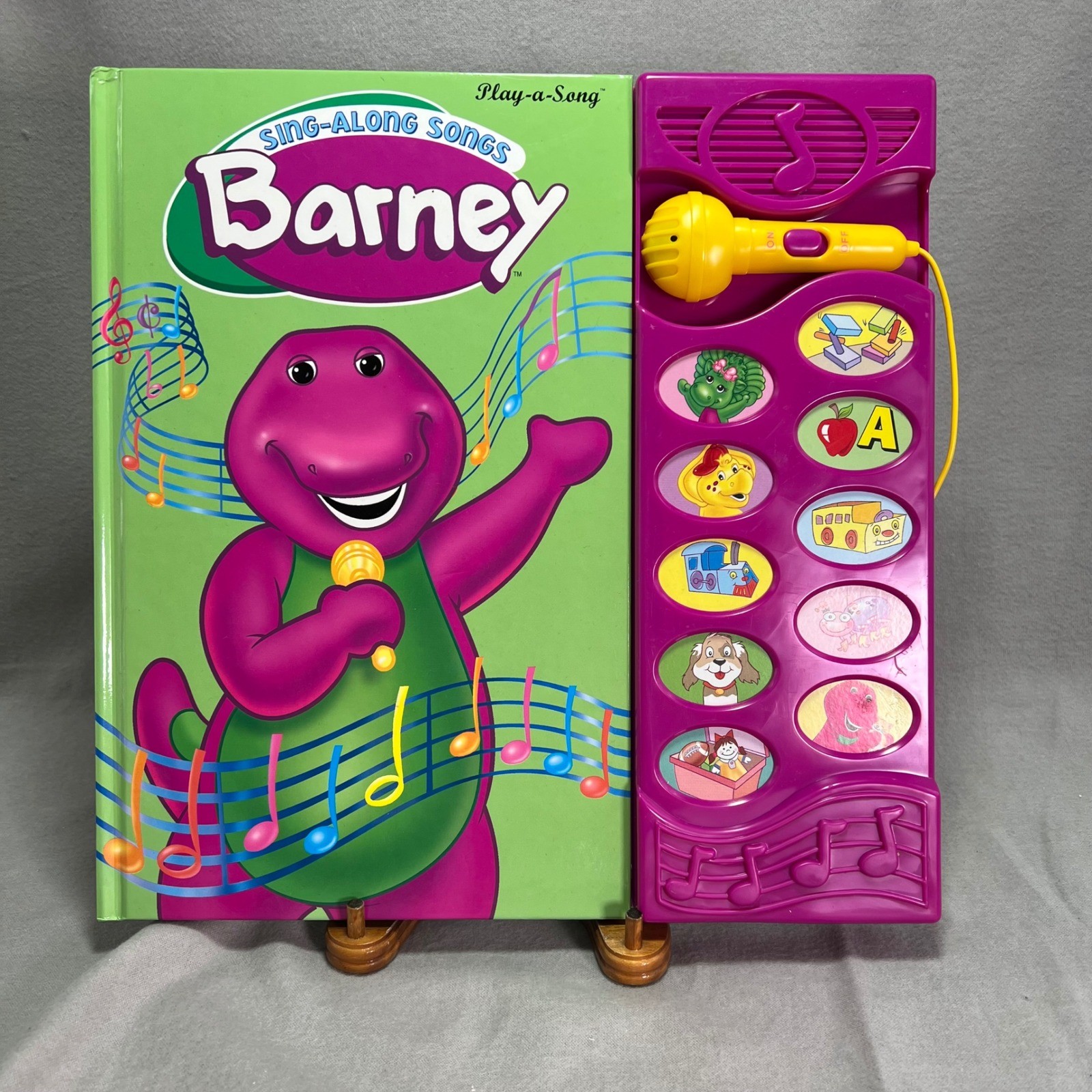 Barney Sing-Along Songs Interactive Book 1999 Vintage Microphone Kidcore Works!