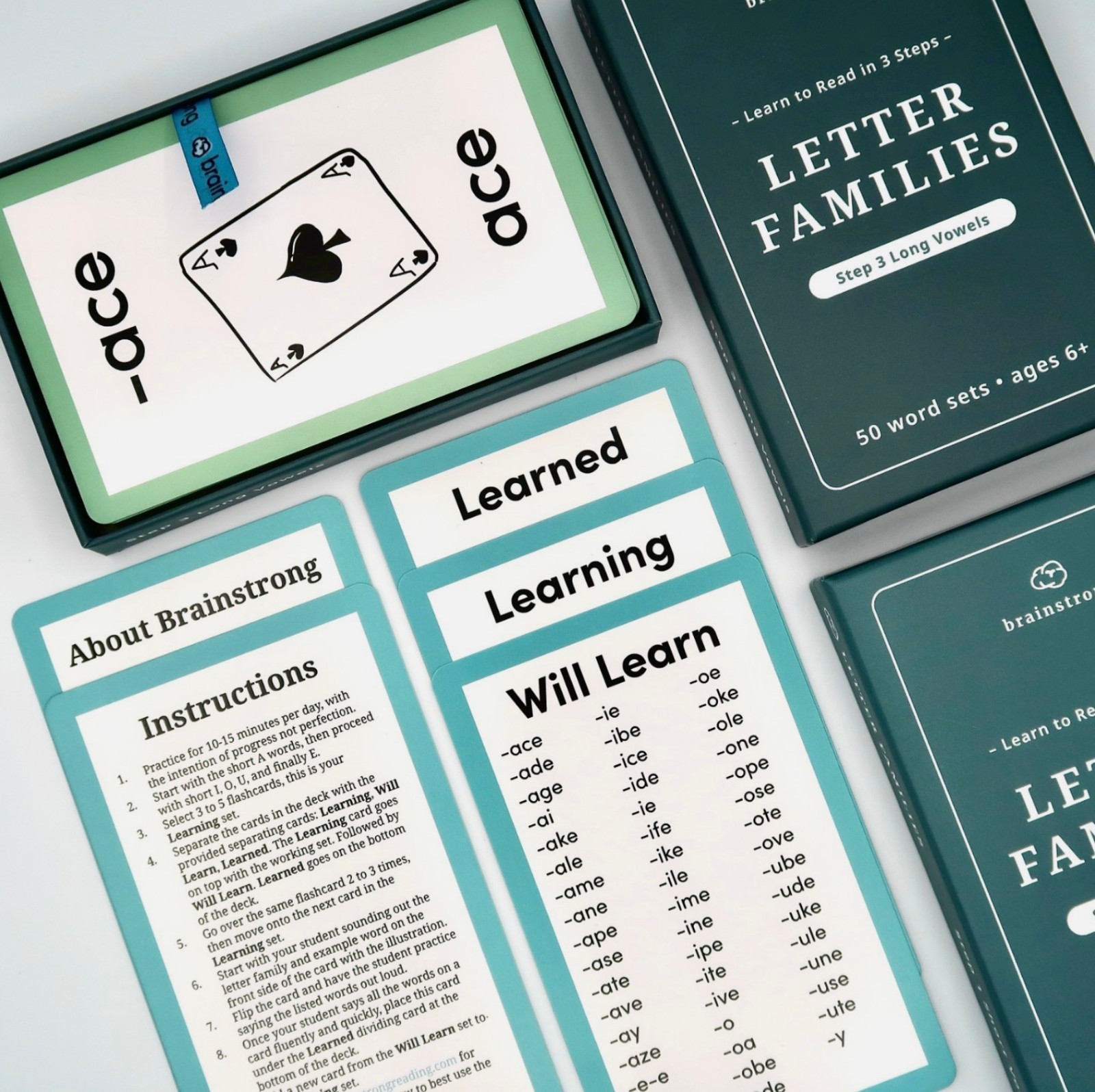 Brainstrong Letter Families Box Set • Phonics Flashcards • Ages 5-7 • Homeschool