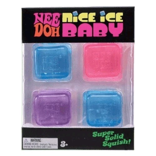 SET OF FOUR (4) NEE DOH Nice Ice Baby NeeDoh Nice Cube Pink Blue Purple NEW LOT