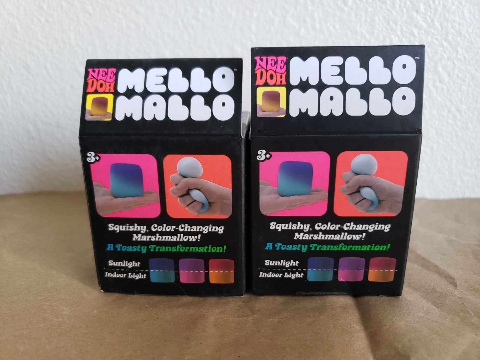 Lot Of 2 NEW Authentic Yellow NeeDoh Mello Mallo Color Change Squishy Viral Toy