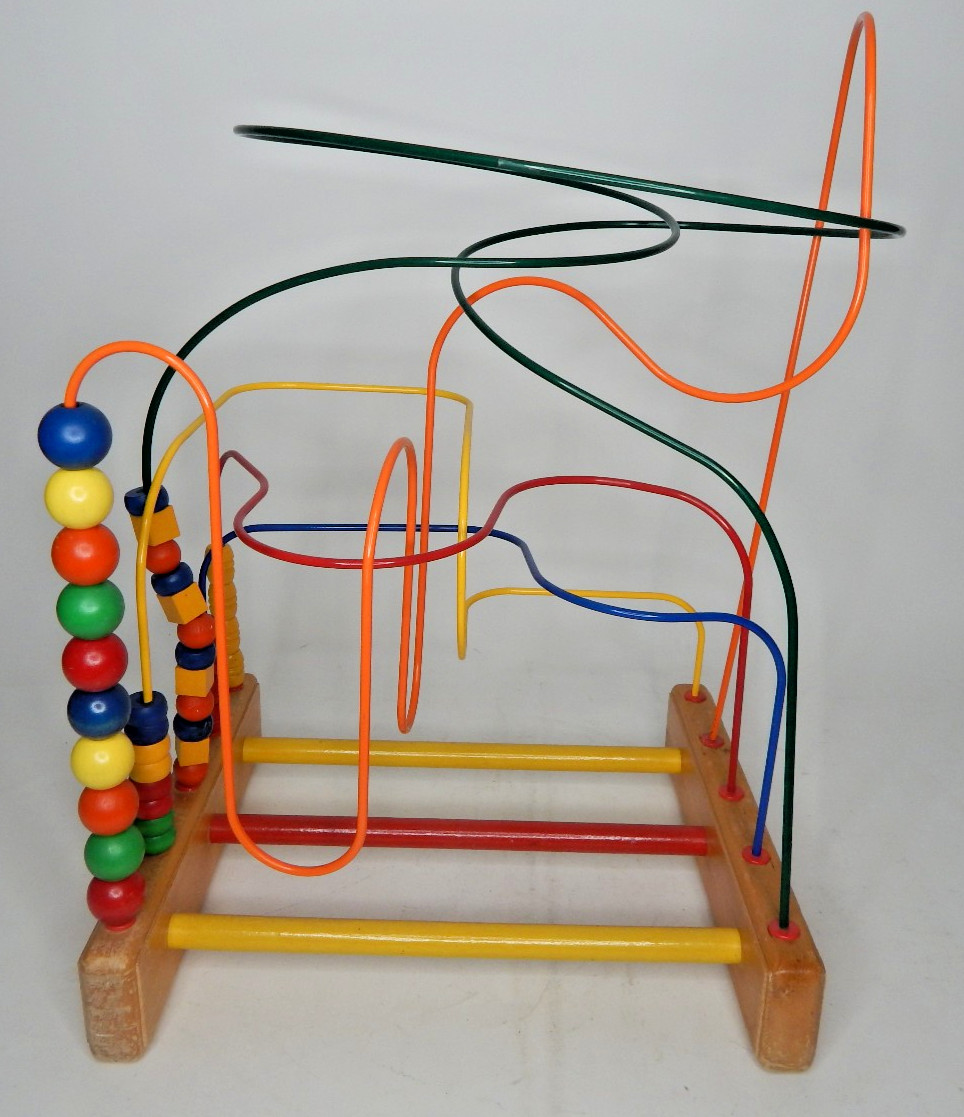 Vintage Anatex Rollercoaster Bead Maze Metal Wood Kids Educational Activity