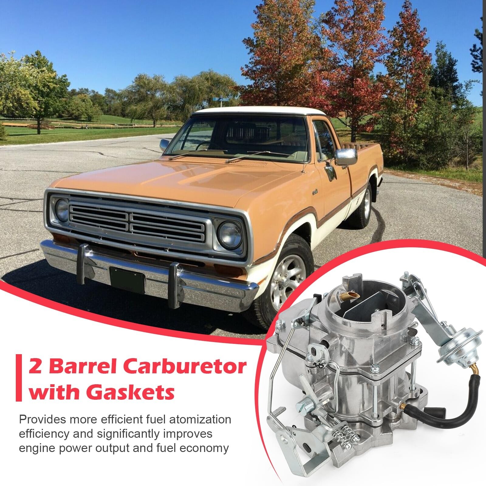 2 Barrel Carburetor with Gaskets for Plymouth models & 1966-1973 Dodge Chrysl…