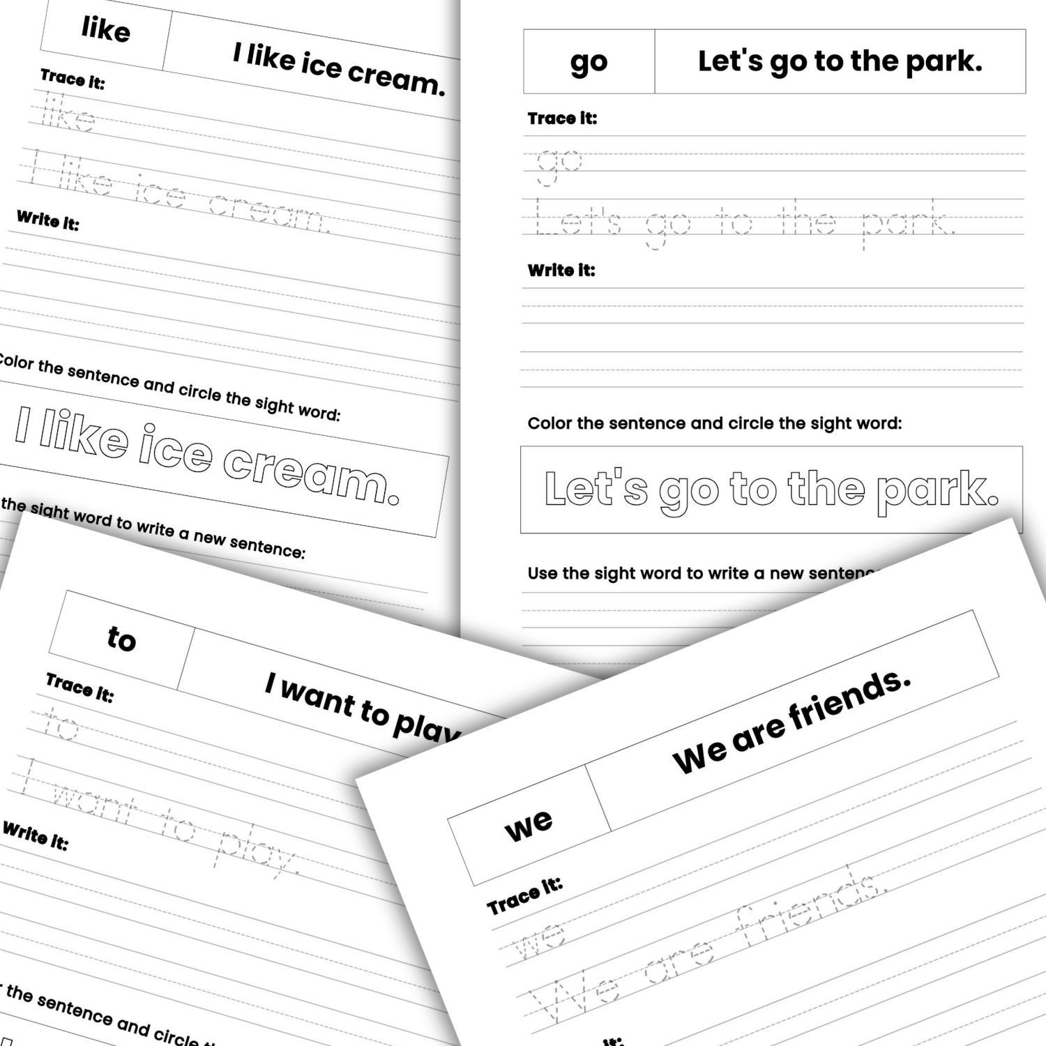 50 Beginner Sight Words Worksheets Printable | Tracing & Writing Practice
