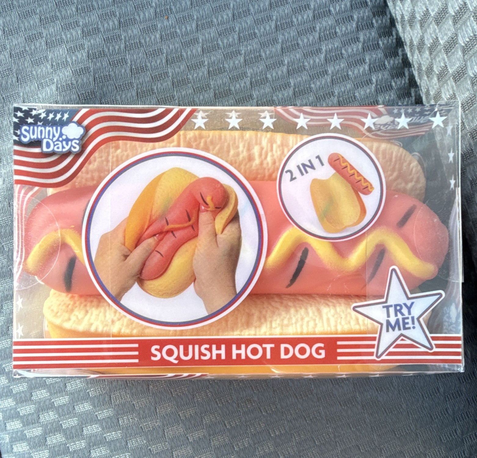 Sunny Days Squish Hot Dog 2-in-1 Tactile Squeeze Toy, MPN 571235-TGT