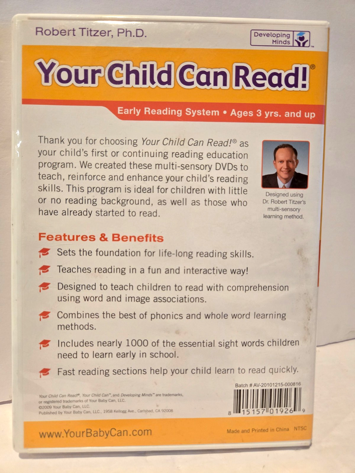 Your Child Can Read Volume 1-5 DVD Set Robert Titzer Ph.D-Ages 3 and Up!