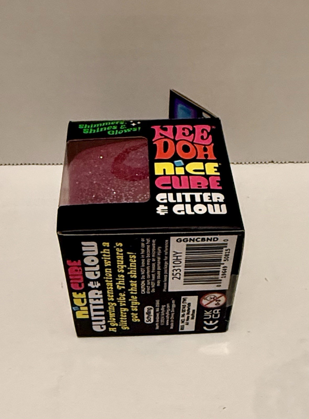 NeeDoh Nice Cube Glitter and Glow, Nee Doh Squishy, Glowing Ice Cube Pink