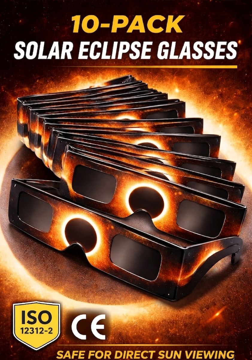 ​10x Solar Eclipse Glasses CE ISO Certified – Safe Sun Viewing UK Aug 12th 2026