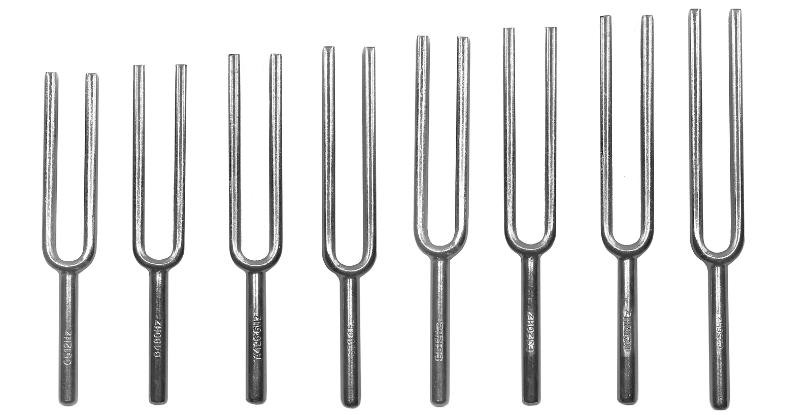 Steel Tuning Forks, Set of 8, C (256Hz) – C (512Hz)