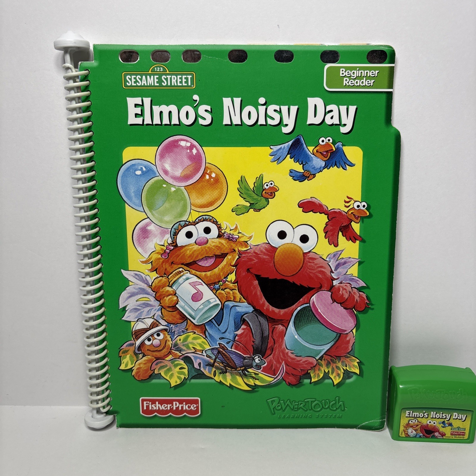 Fisher Price Sesame Street Elmo’s Noisy Day Power Touch Book & Cartridge WORKS!