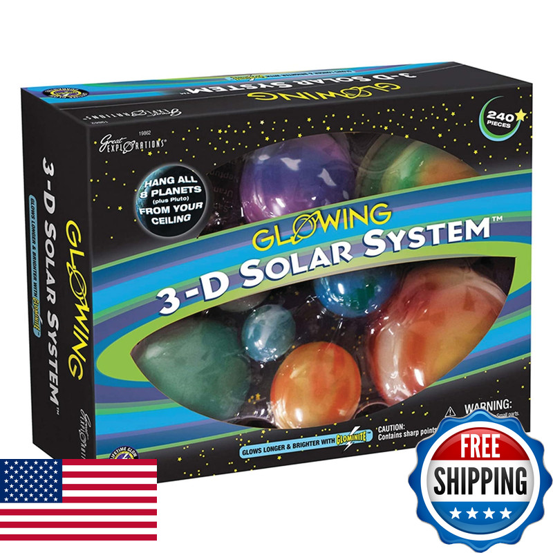 University Games Explorations 3-D Solar System Glow In The Dark Ceiling Hanging