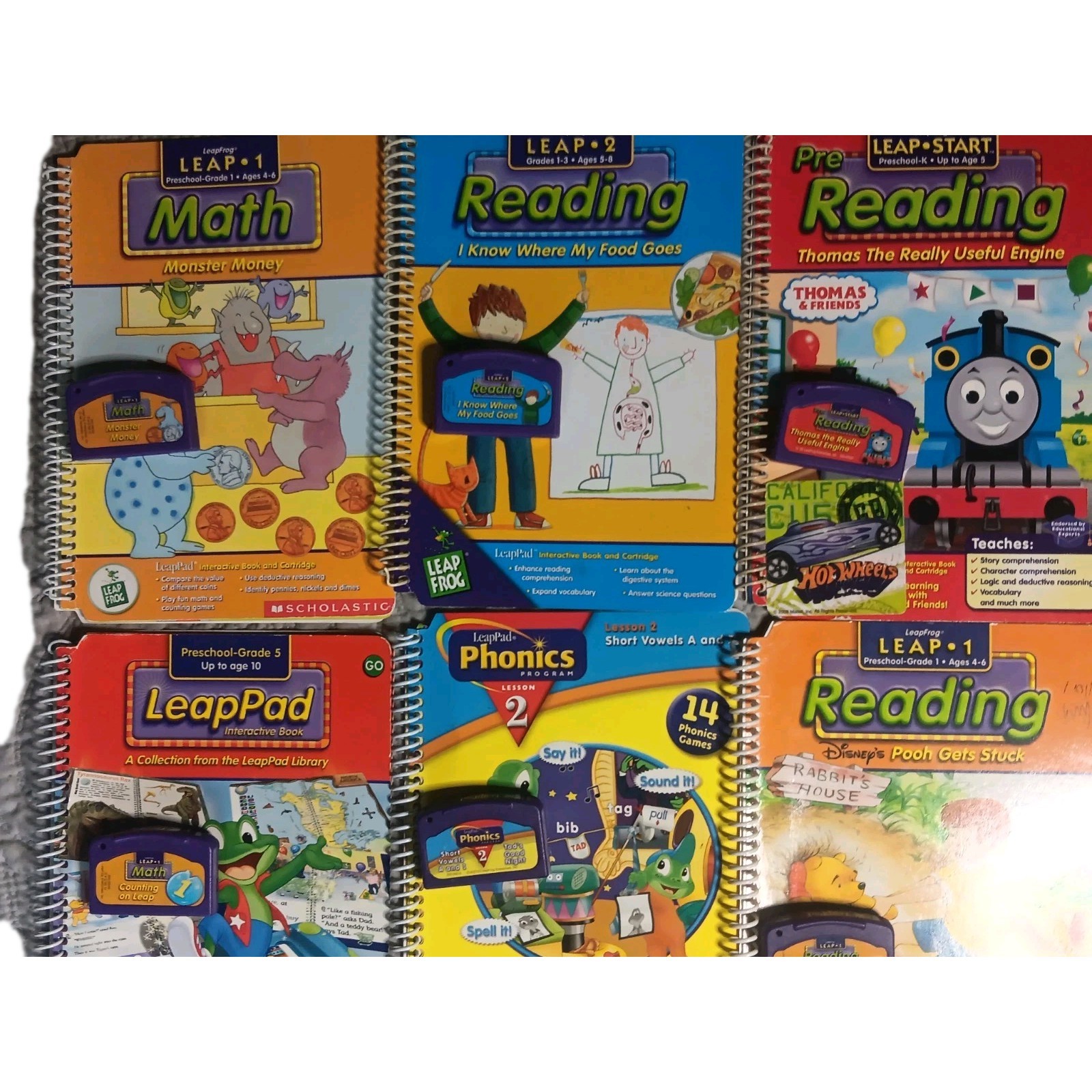 leapfrog leappad books Lot Of 6 Books And 6 Cartridges Clean Working Condition