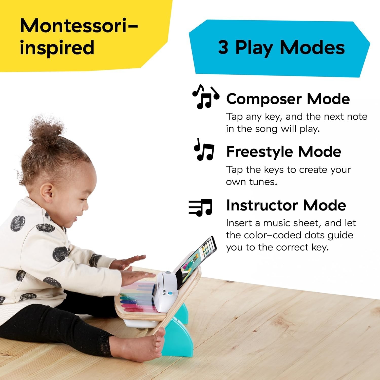 Hape Magic Touch Piano Wooden Musical Toddler Toy, Age 6 Months and Up