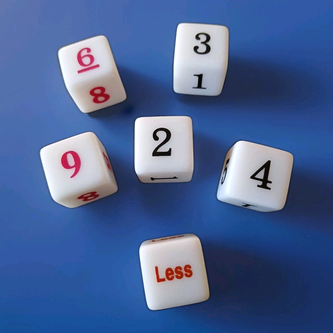 More And/or Less 6 Sided Red/black Dice Math Manipulatives Set for Students