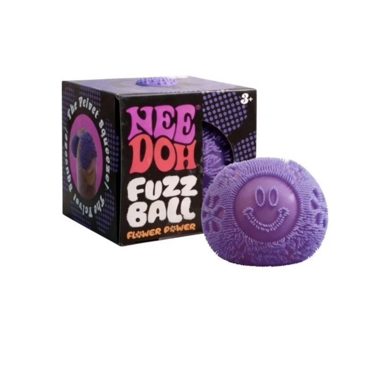 Needoh FUZZ BALL Flower Power Nee Doh Squish Stress Ball NEE-DOH Fuzzball Purple