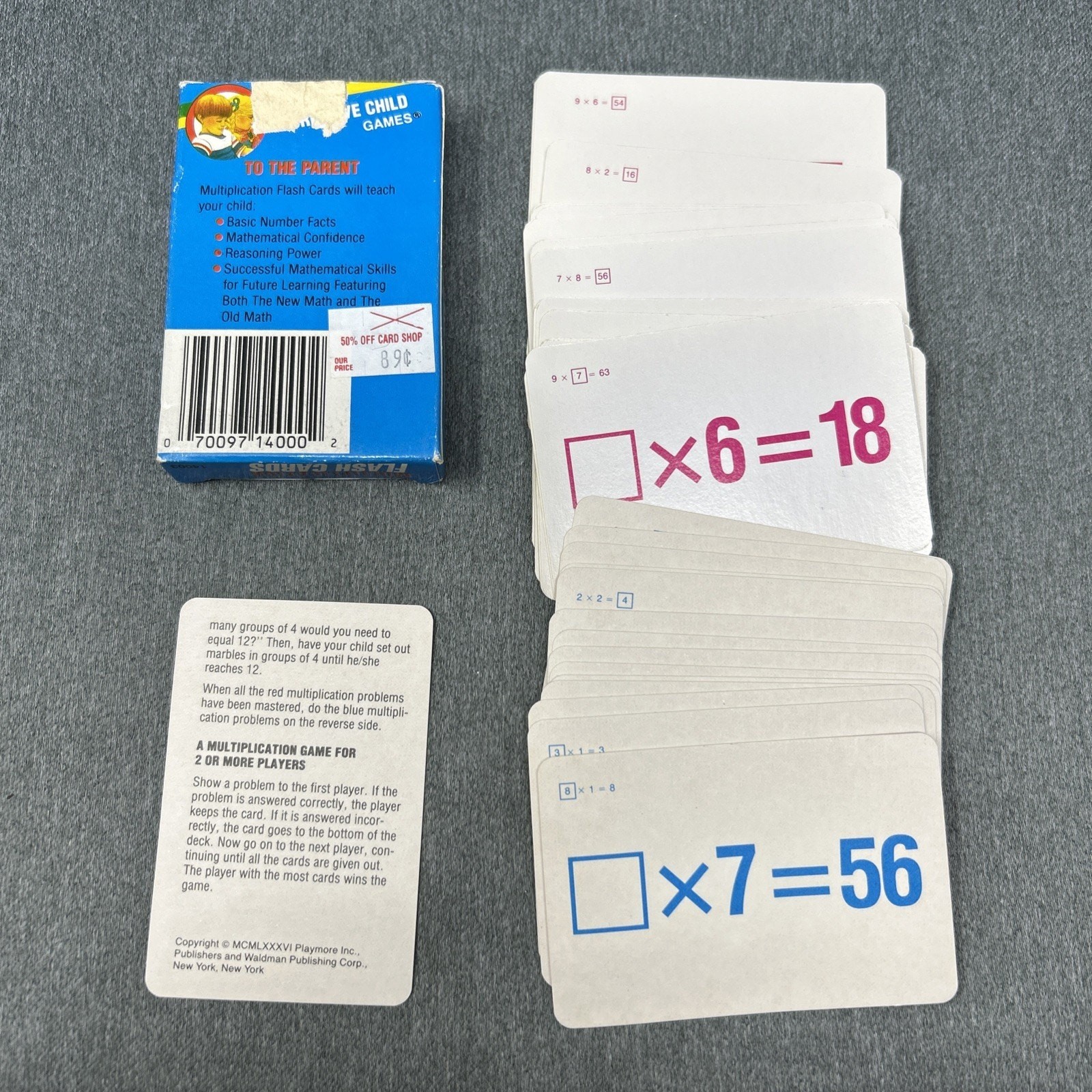 VTG 1993 Multiplication Flash Cards Creative Child Double Sided Learning Set