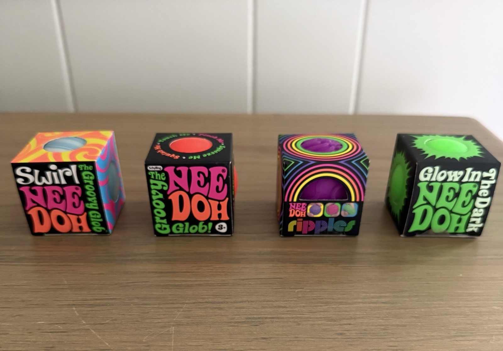 Nee Doh Teenie Singles Orange Glob Swirl Glow Ripple Mini Schylling Toys 4 New