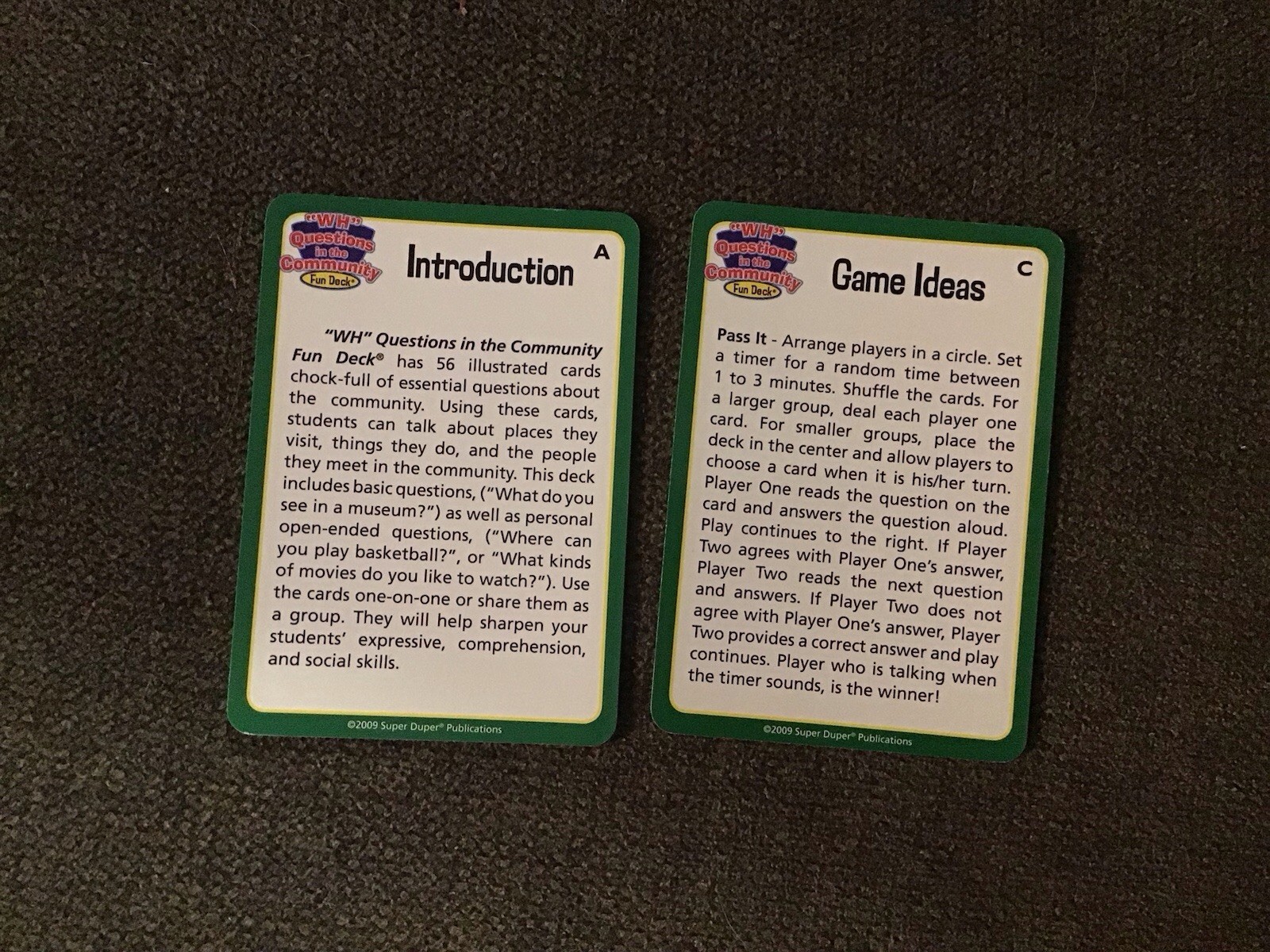 Super Duper Publications WH Questions Community Fun Deck 56 Cards Social Skills