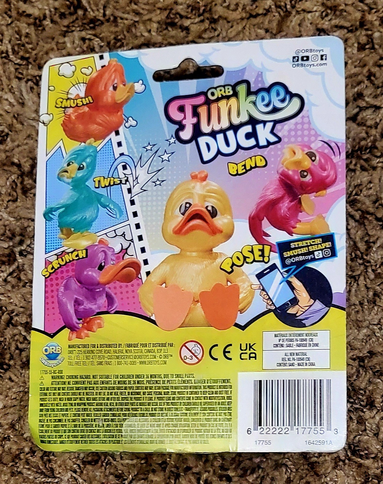 ORB Funkee Duck Tactile Squeeze Toy, Purple/Orange, Ages 3+, 3-4 Years, 2021