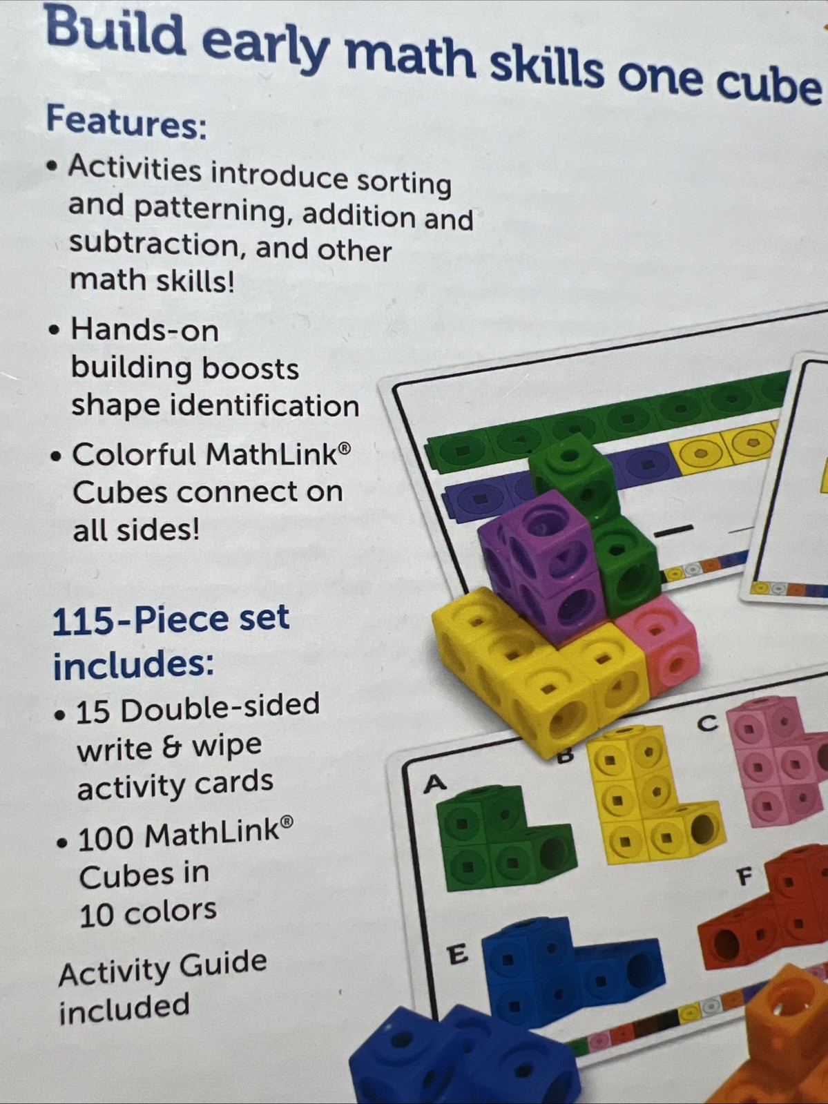 Learning Resources MathLink Cubes 115 pcs STEM Math Activity Set Counting 4+