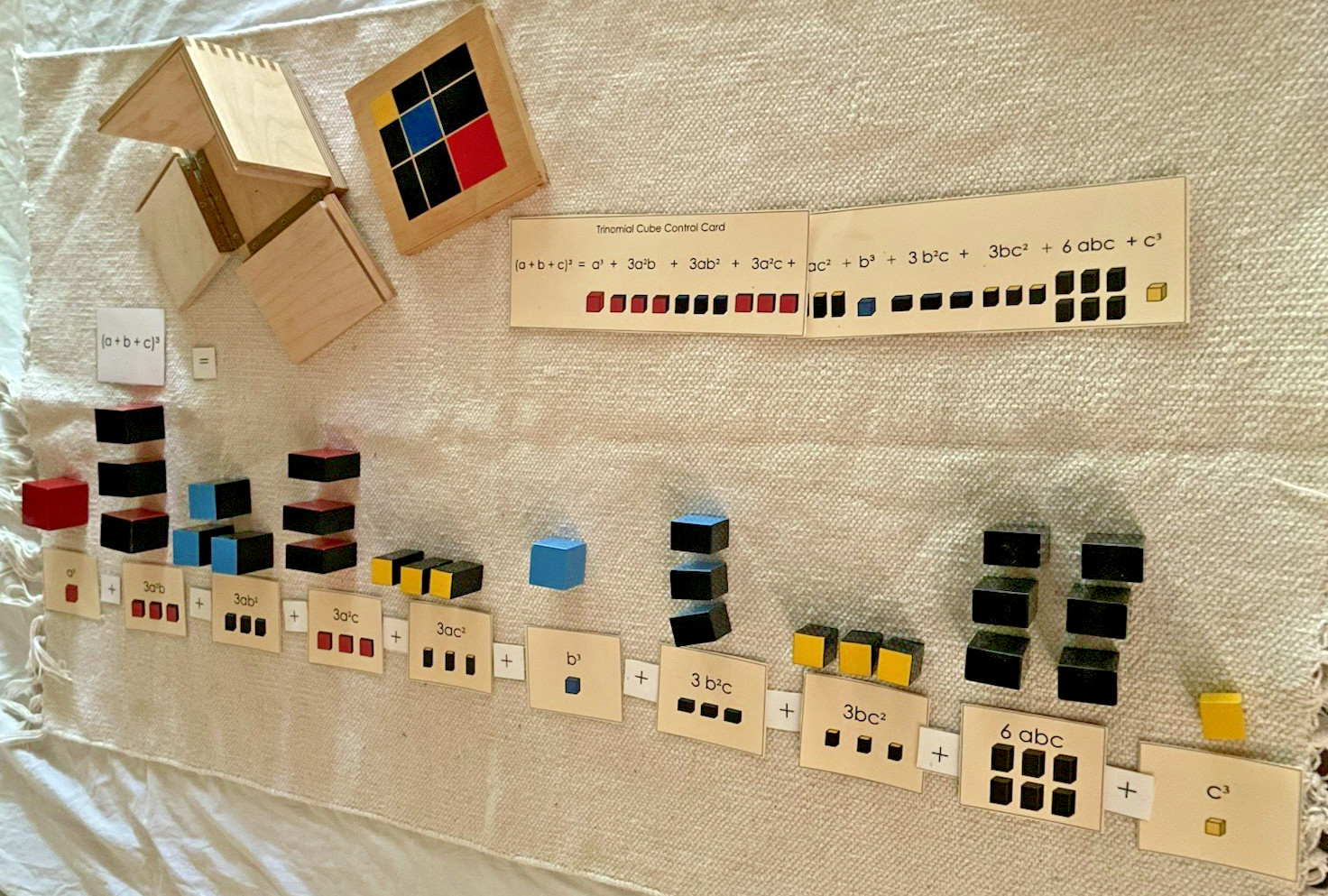 Montessori Trinomical Cube with Equation and Control Cards plus Work mat