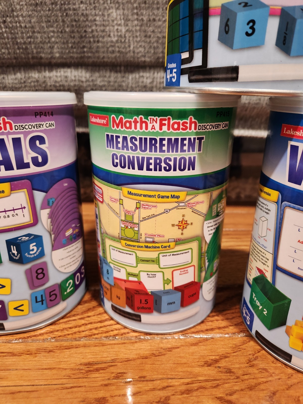 Lakeshore Math In A Flash Discovery Cans **COMPLETE SET for Grades 4-5**