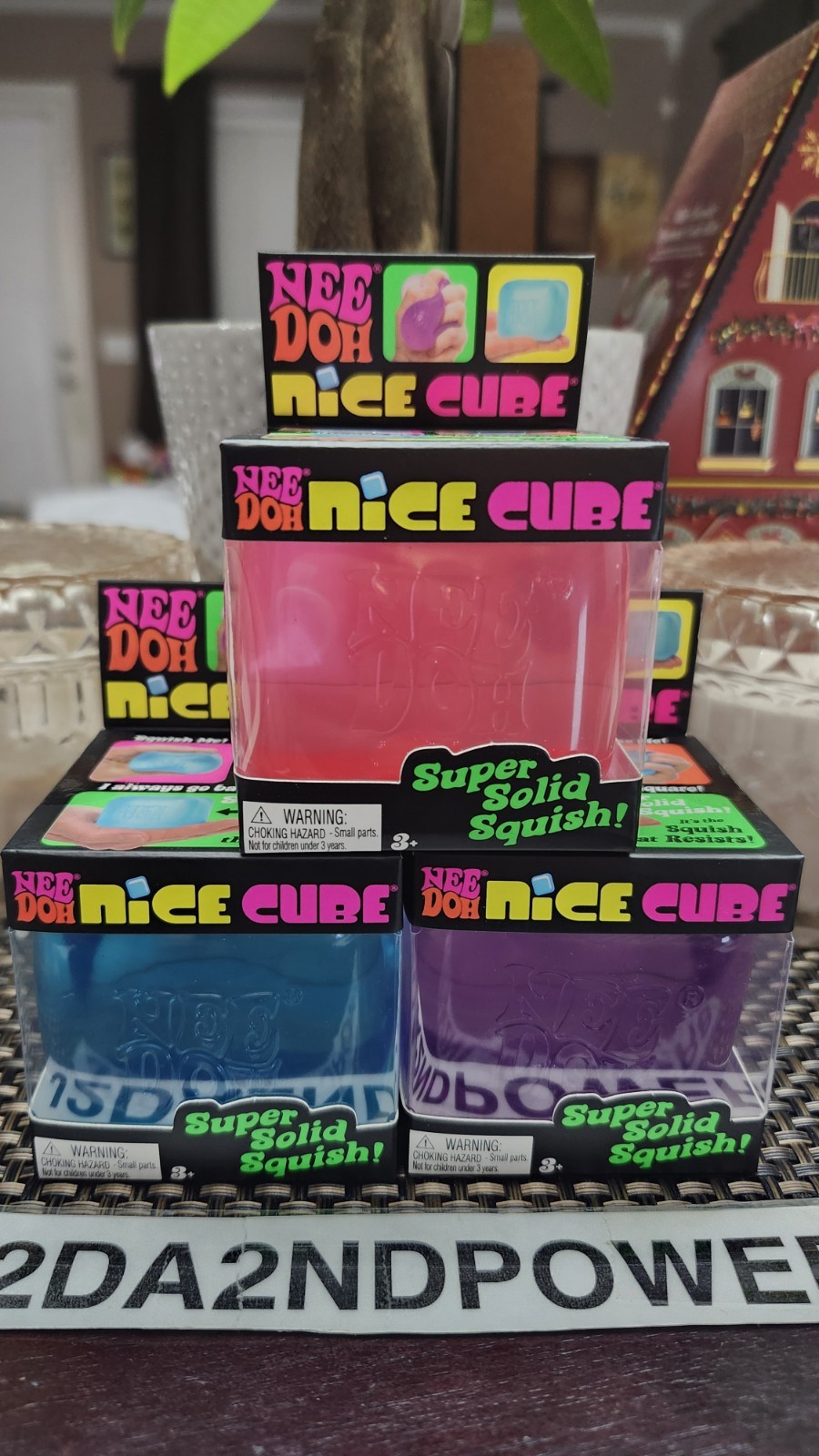 AUTHENTIC NEE DOH NICE CUBE SUPER SOLID SQUISH LOT OF 3 PINK_PURPLE_BLUE NEW HTF