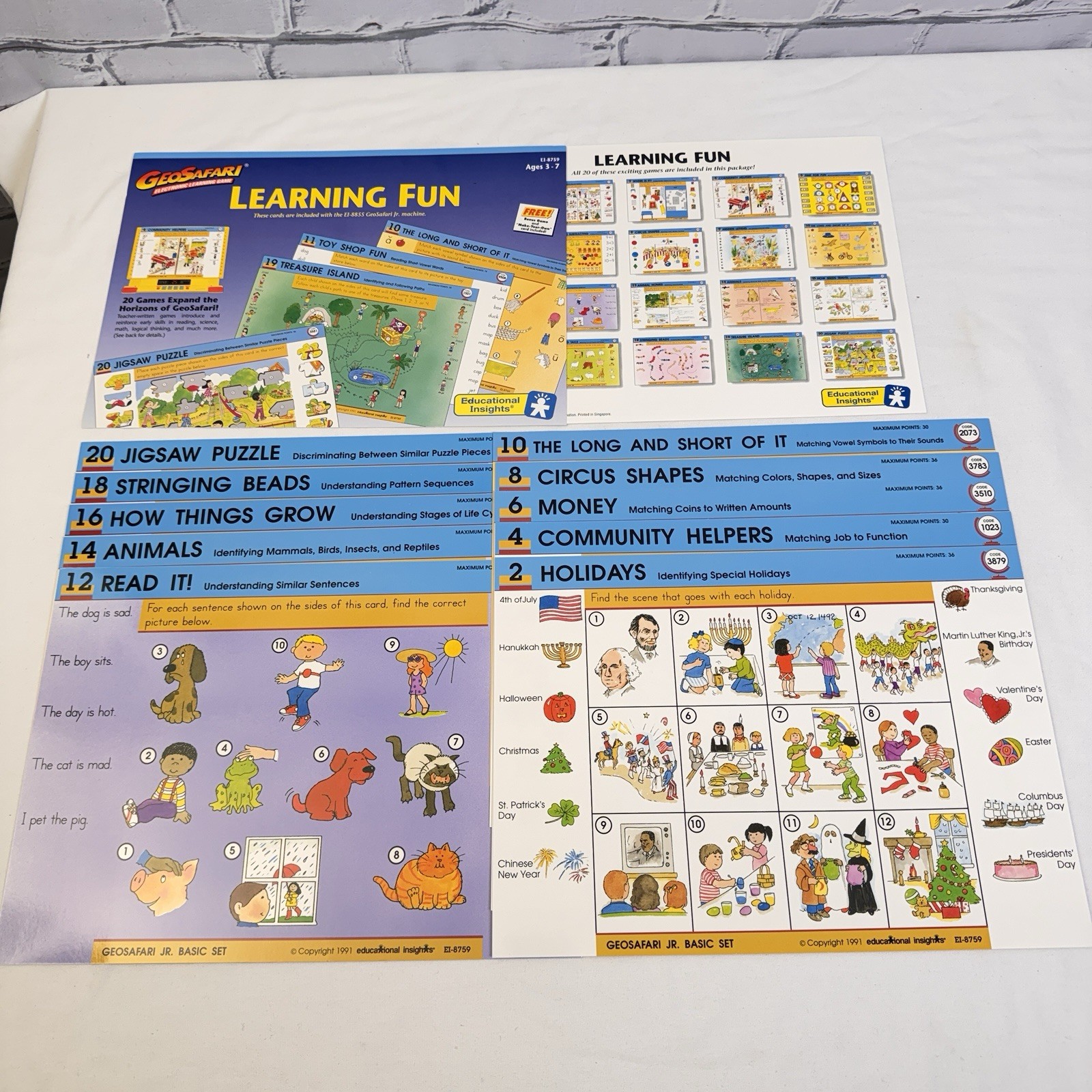 Vintage GEOSAFARI Electronic Learning Game Card Sets Science Math Words Learning