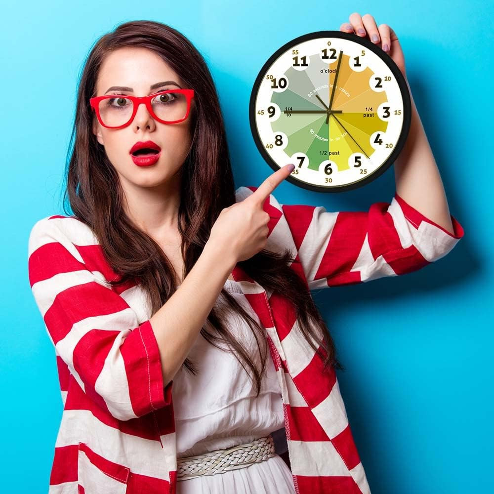 How to Tell Time Learning Silent Quartz Clock,Voice Control LED Night Light,Home