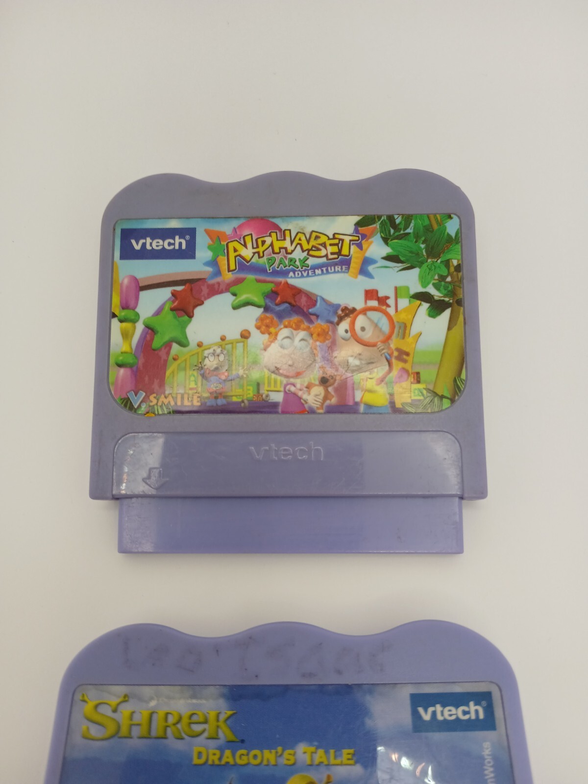 VTech V.SMILE Learning System Shrek Dragons Tale & Alphabet park adventure used